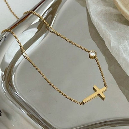 Cross My Heart - 18K Gold Plated Necklace