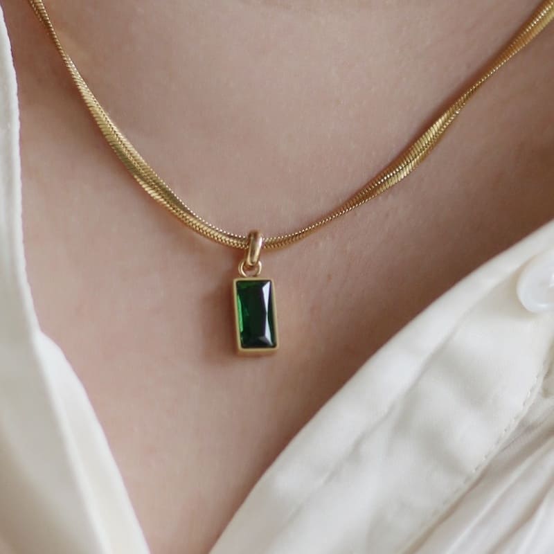 Emerald Oasis - 18K Gold Plated Necklace