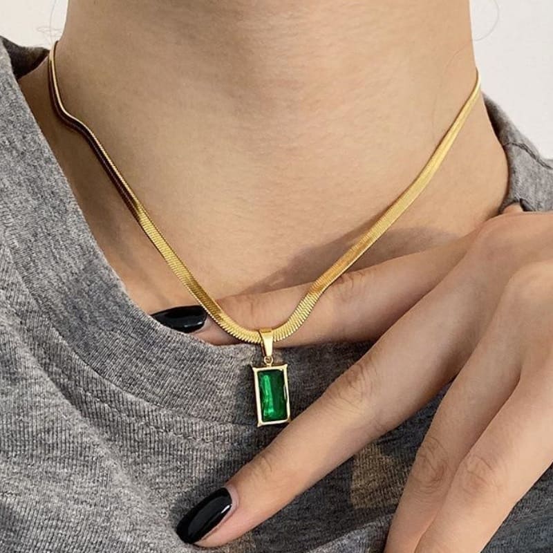 Emerald Oasis - 18K Gold Plated Necklace