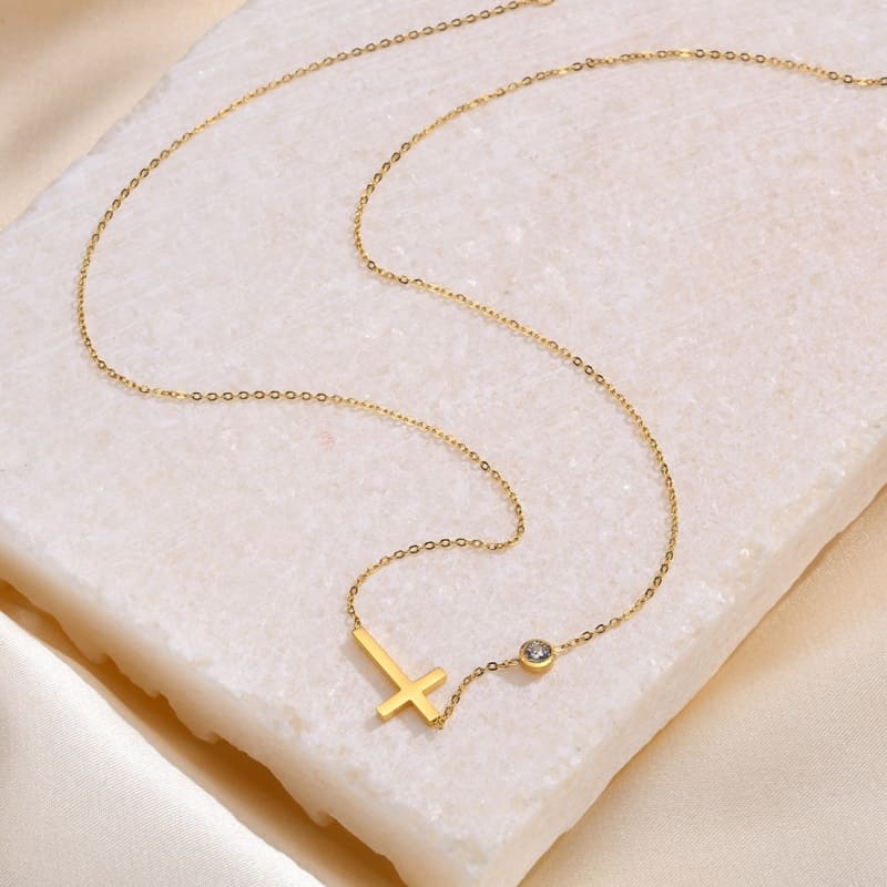 Cross My Heart - 18K Gold Plated Necklace